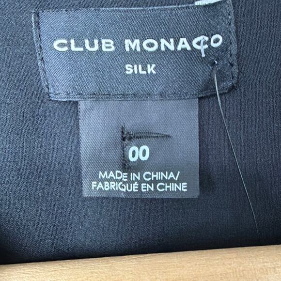 Club Monaco Silk Shirt Dress Black Sheer Sleeves SZ 00 NWT Quiet Luxury Minimal - Picture 9 of 12